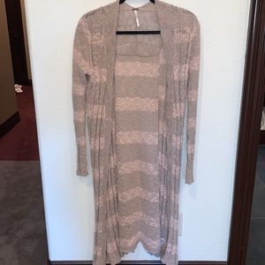 Free People - Pink & Grey Long Cardigan (Size S/P)